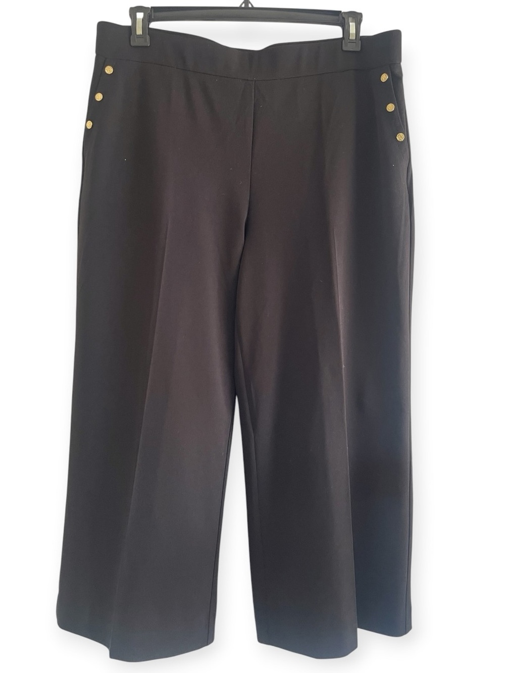 Anne Klein Black Wide Leg Crop Pants Size XL